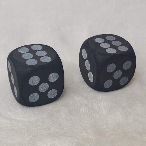 Black Foam Dice Black with White Spots 2.25" Set of 2 Two Party Game Decor - Picture 2 of 6